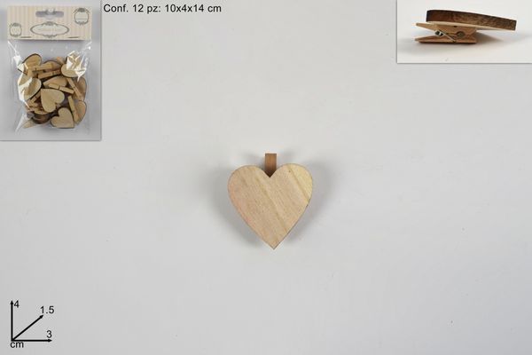 Srdce 3cm dřevo 12ks