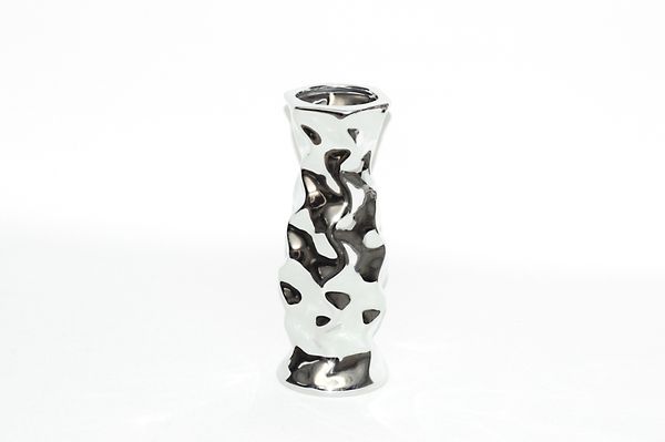 Váza pokrčená stříbr. metalic